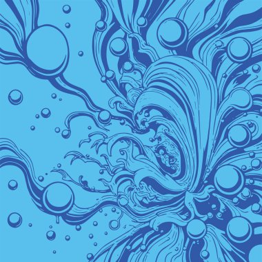 Artistik arka plan sanatı için sıvı girdaplar ve kabarcıklar. Su kabarcıkları ile süsleme.