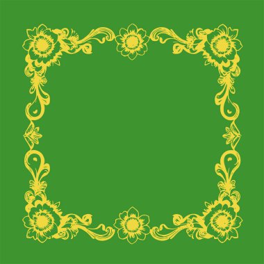 Güzel çiçek desenli klasik çerçeve ya da sınır çizimi. Dekoratif çiçek temalı kenar veya çerçeve.