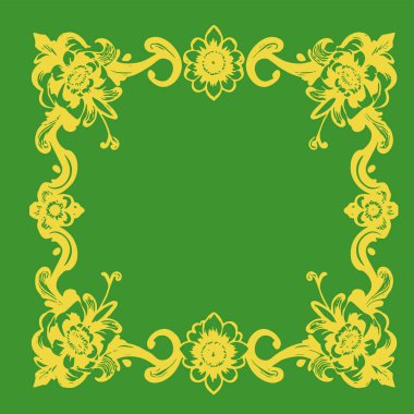 Güzel çiçek desenli klasik çerçeve ya da sınır çizimi. Dekoratif çiçek temalı kenar veya çerçeve.