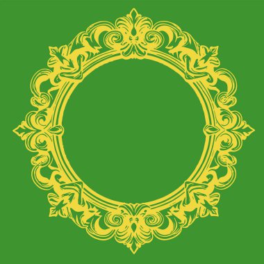 Dekoratif çiçek ve yaprak kıvrımları kabartma çerçeve çizimi. Dekoratif çiçek ve kıvrımların sınır veya arkaplan sanatı oyulmuş süslemeler.