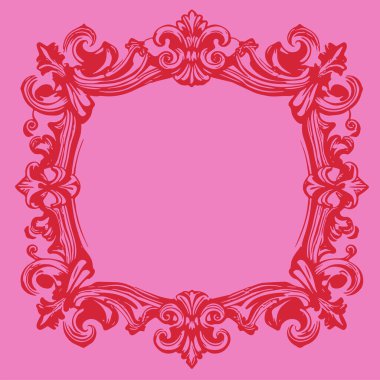 Dekoratif çiçek ve yaprak kıvrımları kabartma çerçeve çizimi. Dekoratif çiçek ve kıvrımların sınır veya arkaplan sanatı oyulmuş süslemeler.