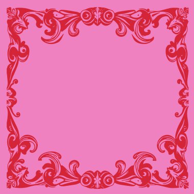 Dekoratif çiçek ve yaprak kıvrımları kabartma çerçeve çizimi. Dekoratif çiçek ve kıvrımların sınır veya arkaplan sanatı oyulmuş süslemeler.