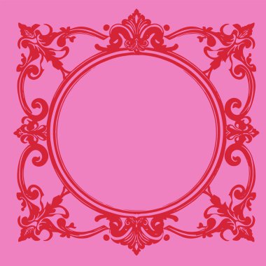 Dekoratif çiçek ve yaprak kıvrımları kabartma çerçeve çizimi. Dekoratif çiçek ve kıvrımların sınır veya arkaplan sanatı oyulmuş süslemeler.