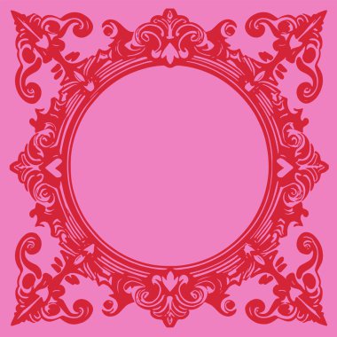 Dekoratif çiçek ve yaprak kıvrımları kabartma çerçeve çizimi. Dekoratif çiçek ve kıvrımların sınır veya arkaplan sanatı oyulmuş süslemeler.