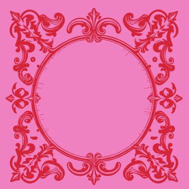 Dekoratif çiçek ve yaprak kıvrımları kabartma çerçeve çizimi. Dekoratif çiçek ve kıvrımların sınır veya arkaplan sanatı oyulmuş süslemeler.