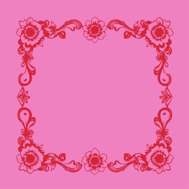 Güzel çiçek desenli klasik çerçeve ya da sınır çizimi. Dekoratif çiçek temalı kenar veya çerçeve.