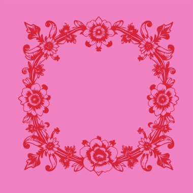 Güzel çiçek desenli klasik çerçeve ya da sınır çizimi. Dekoratif çiçek temalı kenar veya çerçeve.