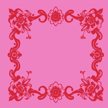 Güzel çiçek desenli klasik çerçeve ya da sınır çizimi. Dekoratif çiçek temalı kenar veya çerçeve.