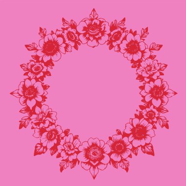 Güzel çiçek desenli klasik çerçeve ya da sınır çizimi. Dekoratif çiçek temalı kenar veya çerçeve.