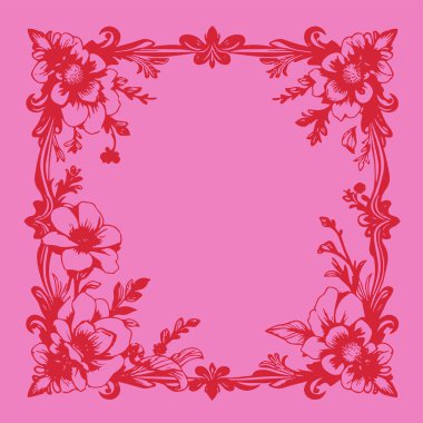 Güzel çiçek desenli klasik çerçeve ya da sınır çizimi. Dekoratif çiçek temalı kenar veya çerçeve.