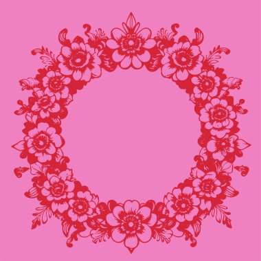 Güzel çiçek desenli klasik çerçeve ya da sınır çizimi. Dekoratif çiçek temalı kenar veya çerçeve.