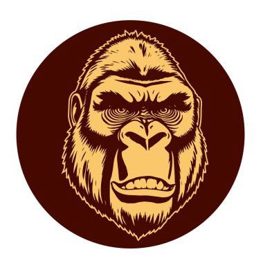 Sanatsal Gri Boyutlu İfade Eden Goril Yüzü, Tişört Baskıları ya da Hayvan Temalı Logolar için ideal. Minimalist Tek Krom Biçimli Çarpıcı El Çizimi Goril Çizimi.
