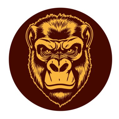 Sanatsal Gri Boyutlu İfade Eden Goril Yüzü, Tişört Baskıları ya da Hayvan Temalı Logolar için ideal. Minimalist Tek Krom Biçimli Çarpıcı El Çizimi Goril Çizimi.