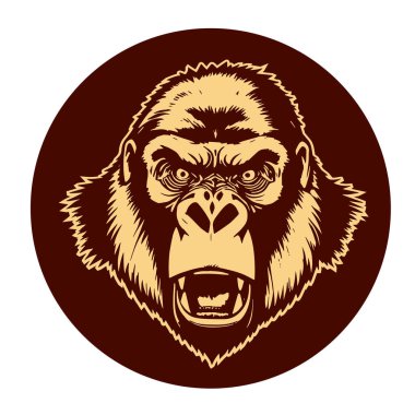 Sanatsal Gri Boyutlu İfade Eden Goril Yüzü, Tişört Baskıları ya da Hayvan Temalı Logolar için ideal. Minimalist Tek Krom Biçimli Çarpıcı El Çizimi Goril Çizimi.
