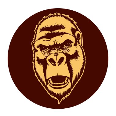 Sanatsal Gri Boyutlu İfade Eden Goril Yüzü, Tişört Baskıları ya da Hayvan Temalı Logolar için ideal. Minimalist Tek Krom Biçimli Çarpıcı El Çizimi Goril Çizimi.