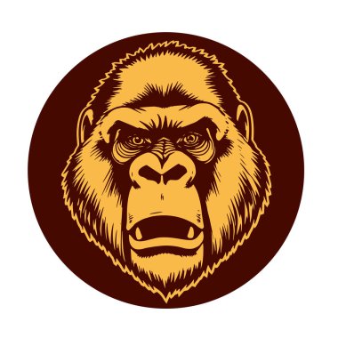 Sanatsal Gri Boyutlu İfade Eden Goril Yüzü, Tişört Baskıları ya da Hayvan Temalı Logolar için ideal. Minimalist Tek Krom Biçimli Çarpıcı El Çizimi Goril Çizimi.