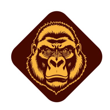 Sanatsal Gri Boyutlu İfade Eden Goril Yüzü, Tişört Baskıları ya da Hayvan Temalı Logolar için ideal. Minimalist Tek Krom Biçimli Çarpıcı El Çizimi Goril Çizimi.