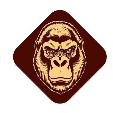 Sanatsal Gri Boyutlu İfade Eden Goril Yüzü, Tişört Baskıları ya da Hayvan Temalı Logolar için ideal. Minimalist Tek Krom Biçimli Çarpıcı El Çizimi Goril Çizimi.