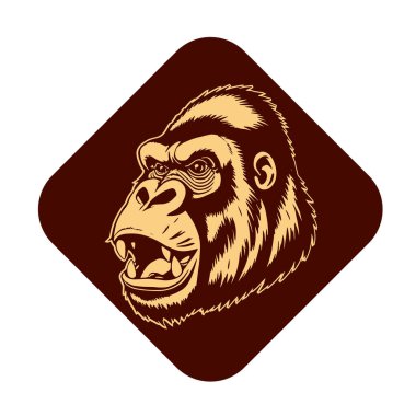 Sanatsal Gri Boyutlu İfade Eden Goril Yüzü, Tişört Baskıları ya da Hayvan Temalı Logolar için ideal. Minimalist Tek Krom Biçimli Çarpıcı El Çizimi Goril Çizimi.