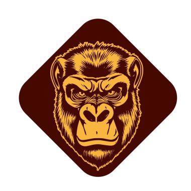 Sanatsal Gri Boyutlu İfade Eden Goril Yüzü, Tişört Baskıları ya da Hayvan Temalı Logolar için ideal. Minimalist Tek Krom Biçimli Çarpıcı El Çizimi Goril Çizimi.