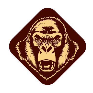 Sanatsal Gri Boyutlu İfade Eden Goril Yüzü, Tişört Baskıları ya da Hayvan Temalı Logolar için ideal. Minimalist Tek Krom Biçimli Çarpıcı El Çizimi Goril Çizimi.