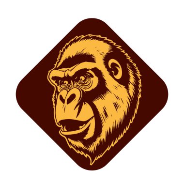 Sanatsal Gri Boyutlu İfade Eden Goril Yüzü, Tişört Baskıları ya da Hayvan Temalı Logolar için ideal. Minimalist Tek Krom Biçimli Çarpıcı El Çizimi Goril Çizimi.