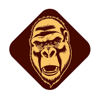 Sanatsal Gri Boyutlu İfade Eden Goril Yüzü, Tişört Baskıları ya da Hayvan Temalı Logolar için ideal. Minimalist Tek Krom Biçimli Çarpıcı El Çizimi Goril Çizimi.