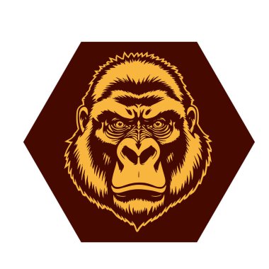 Sanatsal Gri Boyutlu İfade Eden Goril Yüzü, Tişört Baskıları ya da Hayvan Temalı Logolar için ideal. Minimalist Tek Krom Biçimli Çarpıcı El Çizimi Goril Çizimi.