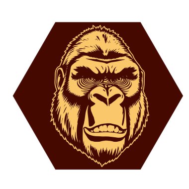 Sanatsal Gri Boyutlu İfade Eden Goril Yüzü, Tişört Baskıları ya da Hayvan Temalı Logolar için ideal. Minimalist Tek Krom Biçimli Çarpıcı El Çizimi Goril Çizimi.