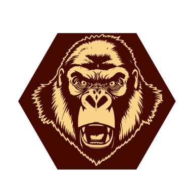 Sanatsal Gri Boyutlu İfade Eden Goril Yüzü, Tişört Baskıları ya da Hayvan Temalı Logolar için ideal. Minimalist Tek Krom Biçimli Çarpıcı El Çizimi Goril Çizimi.