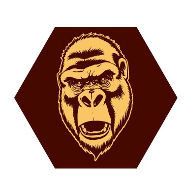 Sanatsal Gri Boyutlu İfade Eden Goril Yüzü, Tişört Baskıları ya da Hayvan Temalı Logolar için ideal. Minimalist Tek Krom Biçimli Çarpıcı El Çizimi Goril Çizimi.
