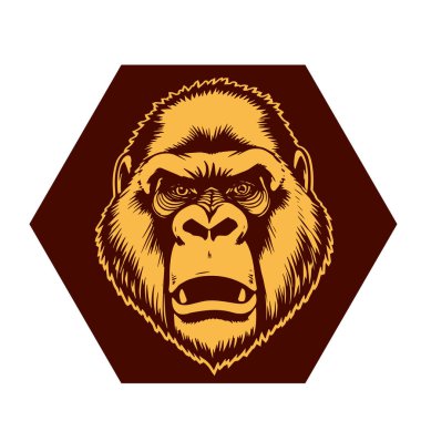 Sanatsal Gri Boyutlu İfade Eden Goril Yüzü, Tişört Baskıları ya da Hayvan Temalı Logolar için ideal. Minimalist Tek Krom Biçimli Çarpıcı El Çizimi Goril Çizimi.