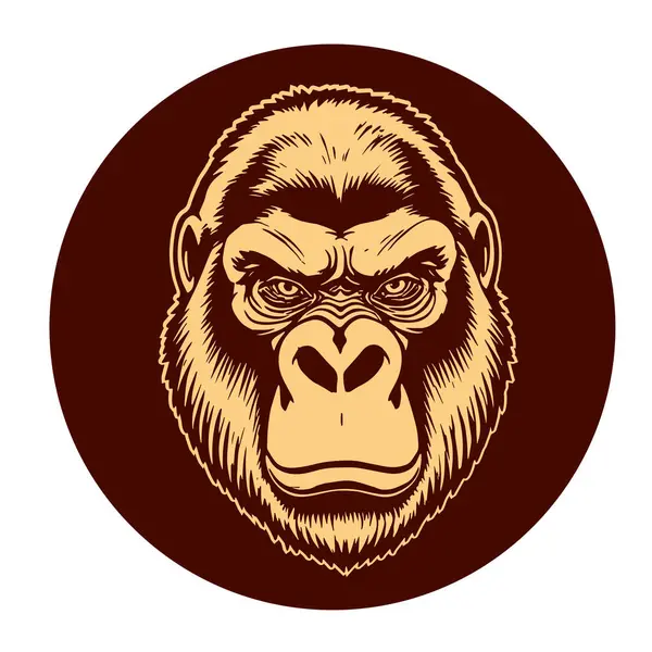 Sanatsal Gri Boyutlu İfade Eden Goril Yüzü, Tişört Baskıları ya da Hayvan Temalı Logolar için ideal. Minimalist Tek Krom Biçimli Çarpıcı El Çizimi Goril Çizimi.