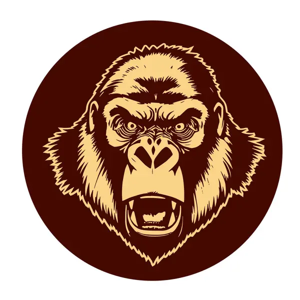 Sanatsal Gri Boyutlu İfade Eden Goril Yüzü, Tişört Baskıları ya da Hayvan Temalı Logolar için ideal. Minimalist Tek Krom Biçimli Çarpıcı El Çizimi Goril Çizimi.