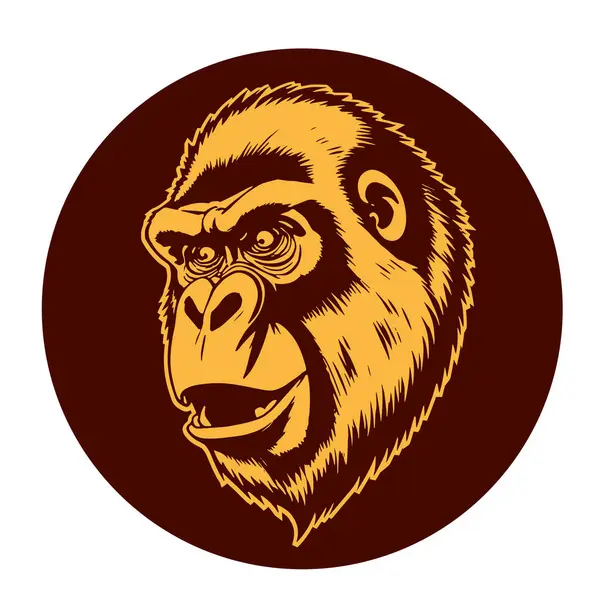 Sanatsal Gri Boyutlu İfade Eden Goril Yüzü, Tişört Baskıları ya da Hayvan Temalı Logolar için ideal. Minimalist Tek Krom Biçimli Çarpıcı El Çizimi Goril Çizimi.