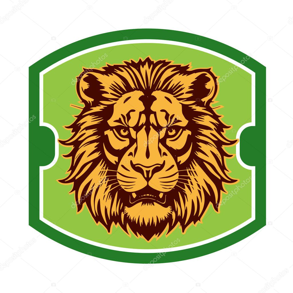 Lion Head Heraldic Shield - Mascot Emblem. Majestic Lion Shield - Warrior Emblem. Lion Head Logo - Shield Badge Concept