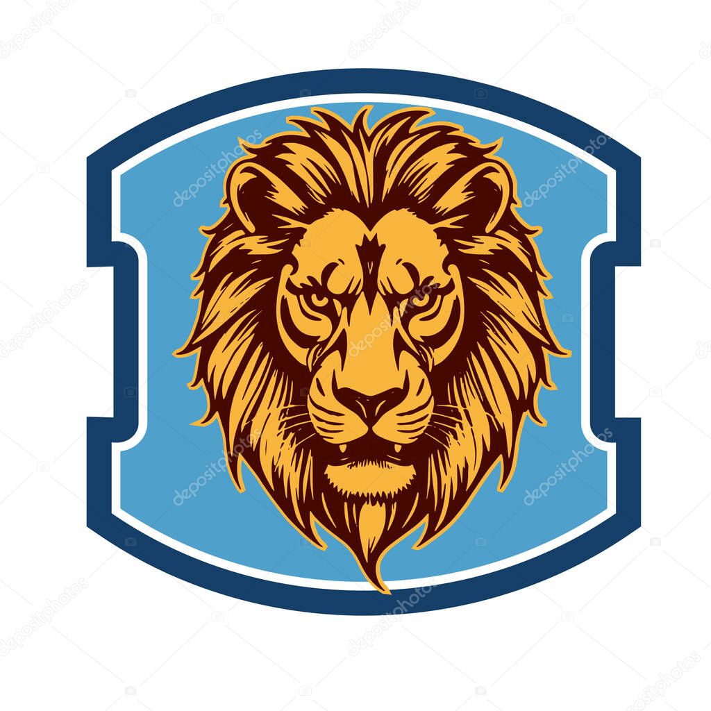 Lion Head Heraldic Shield - Mascot Emblem. Majestic Lion Shield - Warrior Emblem. Lion Head Logo - Shield Badge Concept