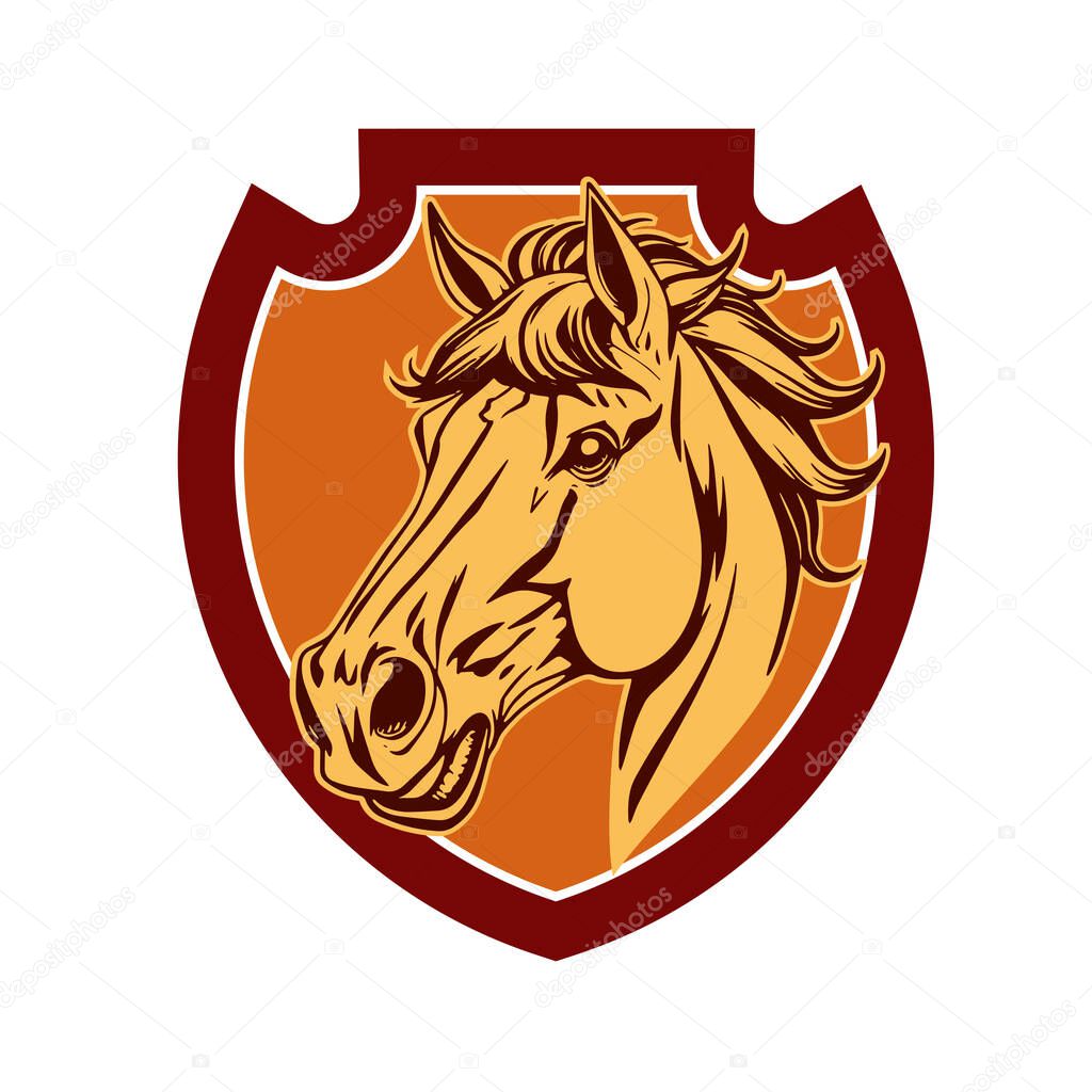 Horse Head Logo - Elegant Shield Vector Art. Stallion Shield Badge - Powerful Equine Symbol. Equestrian Shield Design - Horsepower Emblem.