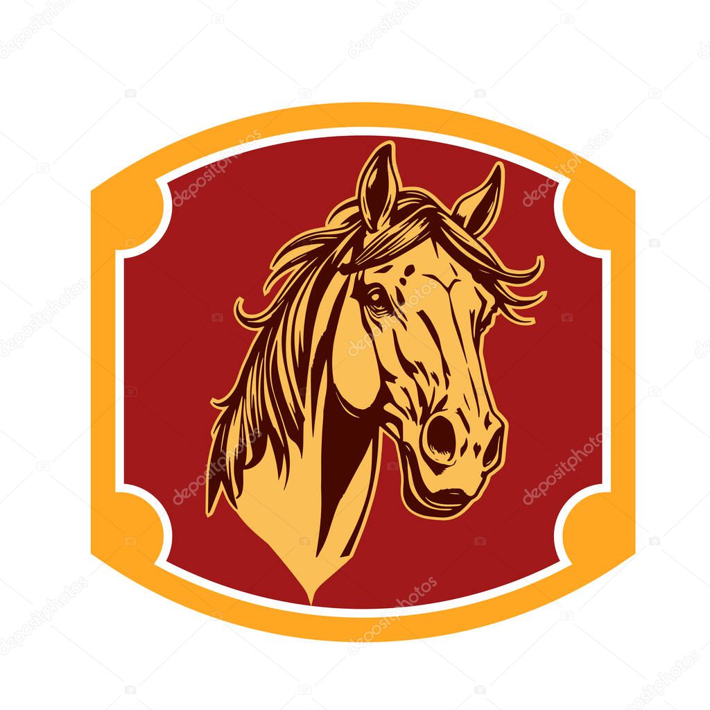 Horse Head Logo - Elegant Shield Vector Art. Equestrian Shield Design - Horsepower Emblem. Stallion Shield Badge - Powerful Equine Symbol.