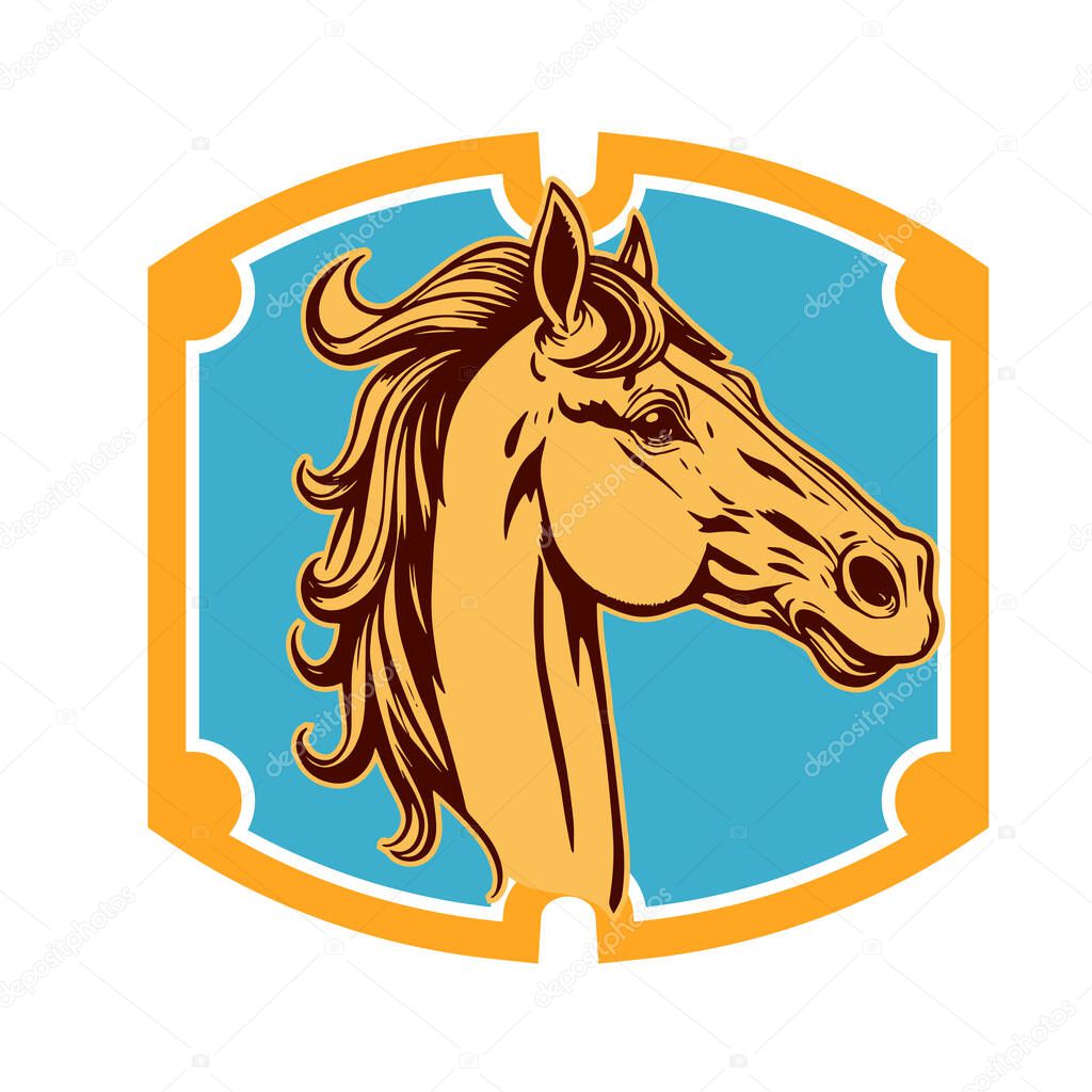 Horse Head Logo - Elegant Shield Vector Art. Equestrian Shield Design - Horsepower Emblem. Stallion Shield Badge - Powerful Equine Symbol.