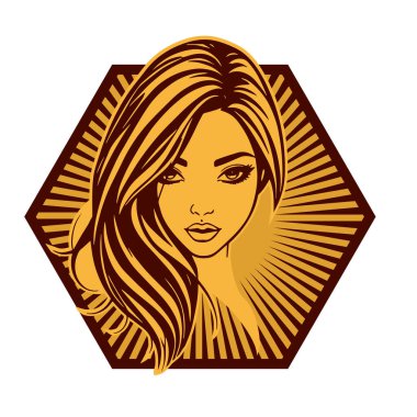 Klasik Kuaför Salonu - Monokrom Kadın Logosu. Boho Kadın Amblemi Dalgalı Saçlı Estetik. Minimalist Güzellik Rozeti - Saç ve Makyaj Markası.