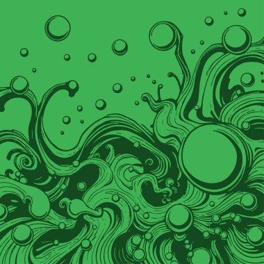 Artistik arka plan sanatı için sıvı girdaplar ve kabarcıklar. Su kabarcıkları ile süsleme.