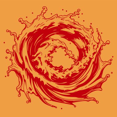 Okyanus dalgası illüstrasyon vektör sanatı. Tek renkli sanatta denizin büyük dalgaları.