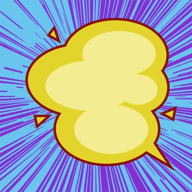 Metin alanı için konuşma baloncuğu ile arka plan patlaması. Kopyalama alanı için metin balonu ile arkaplan çizgileri.