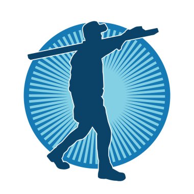 Tahta taşıyan bir erkek işçinin silueti.