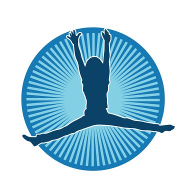 Hareketli bir kadın dansçının silueti. Dans eden zayıf bir kadının silueti..