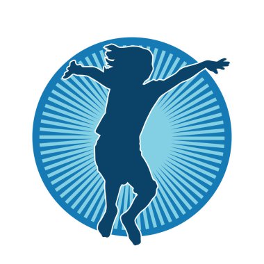 Neşeli, ince, mutlu bir kadının silueti..