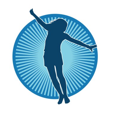 Neşeli, ince, mutlu bir kadının silueti..