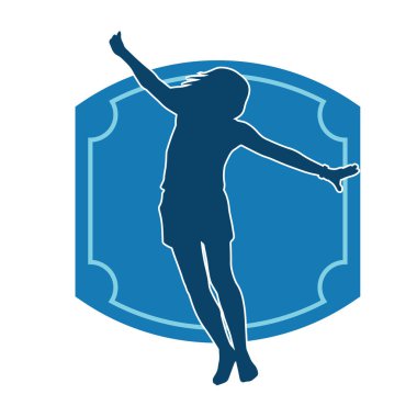 Hareketli bir kadın dansçının silueti. Dans eden zayıf bir kadının silueti..