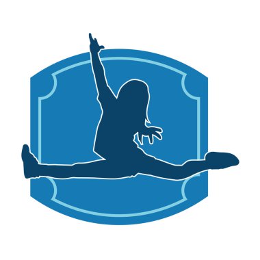 Hareketli bir kadın dansçının silueti. Dans eden zayıf bir kadının silueti..